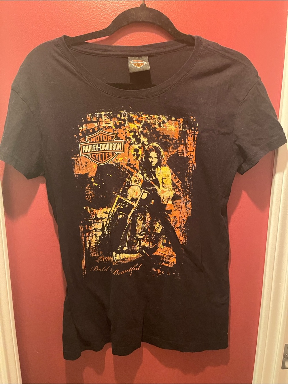 Harley-Davidson Women's Black Tee with Orange Graphic